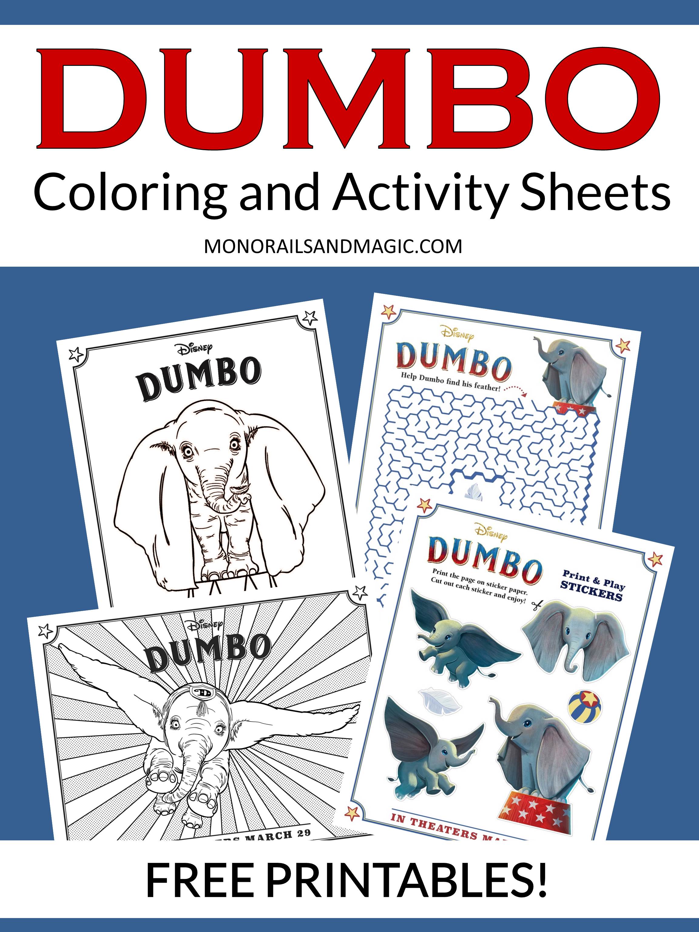 Dumbo Coloring and Activity Sheets Free Printables