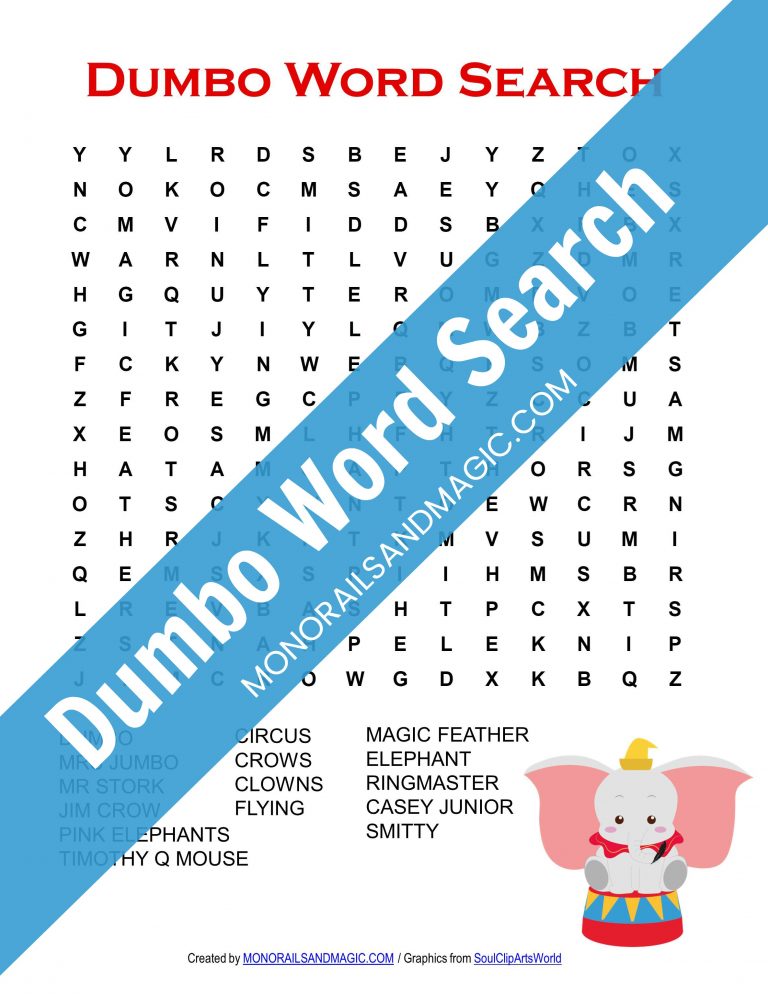 Dumbo Word Search Free Printable