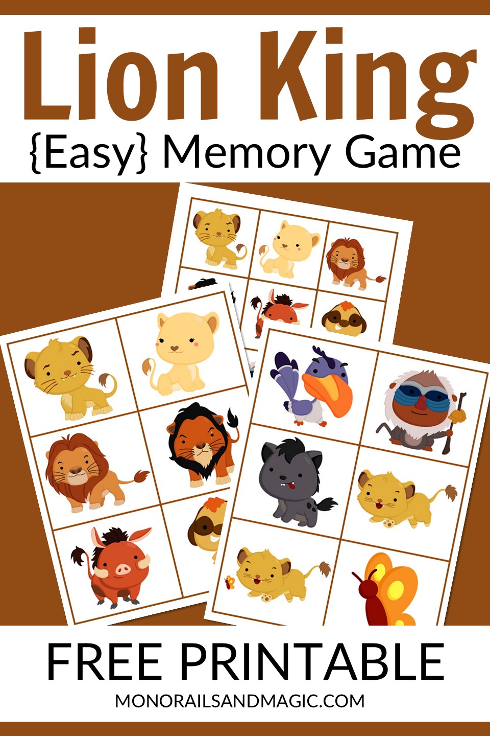 Easy Lion King memory game for kids.