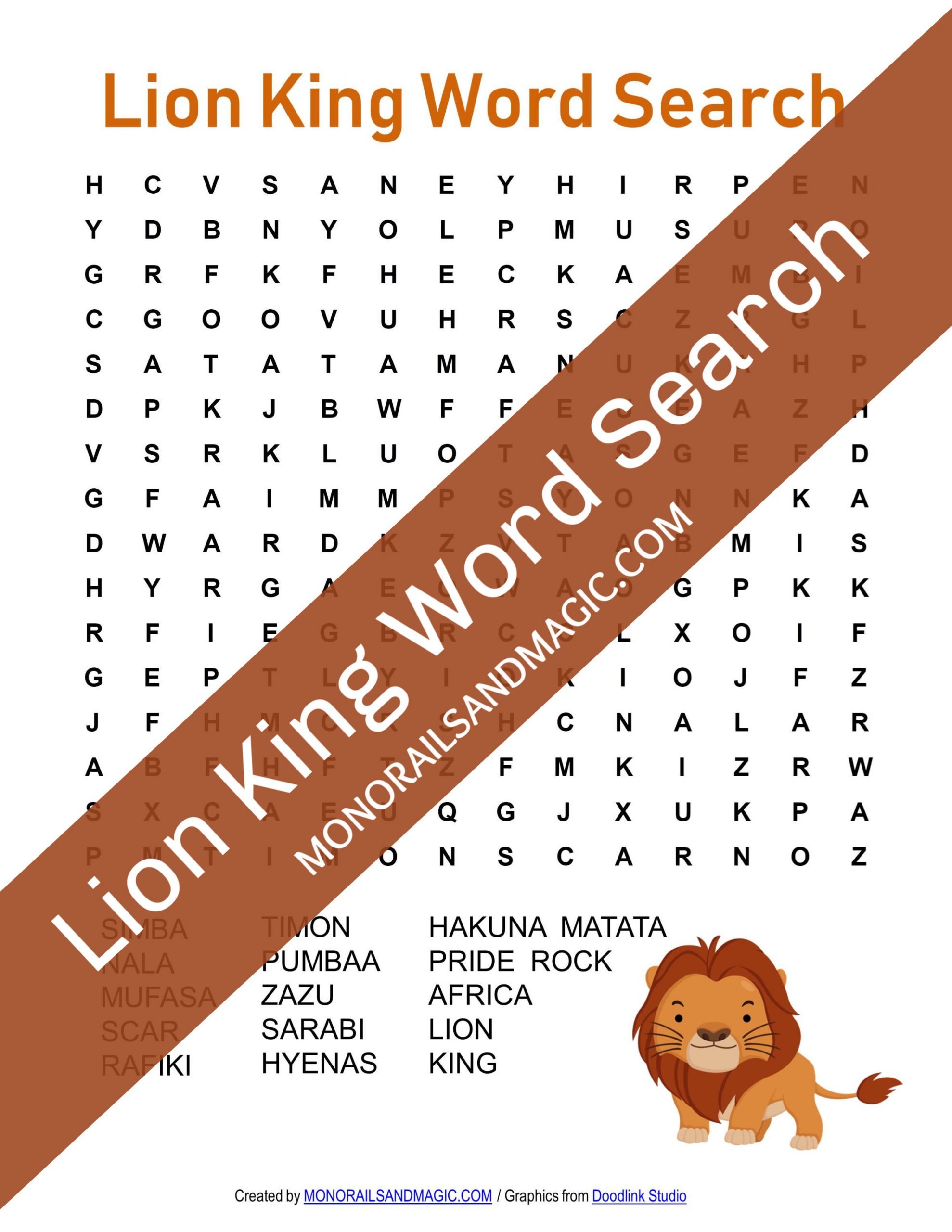 lion king word search free printable monorails and magic