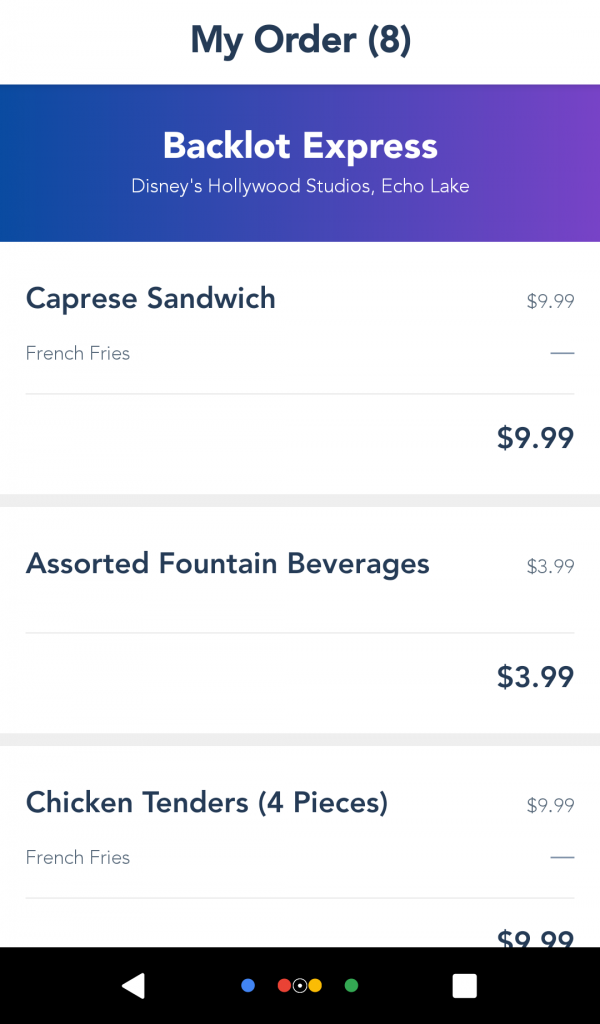 Mobile Order Reviewing Your Order Screen