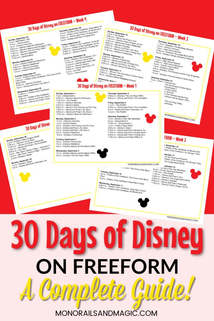 Complete Guide to 30 Days of Disney on Freeform - Monorails and Magic