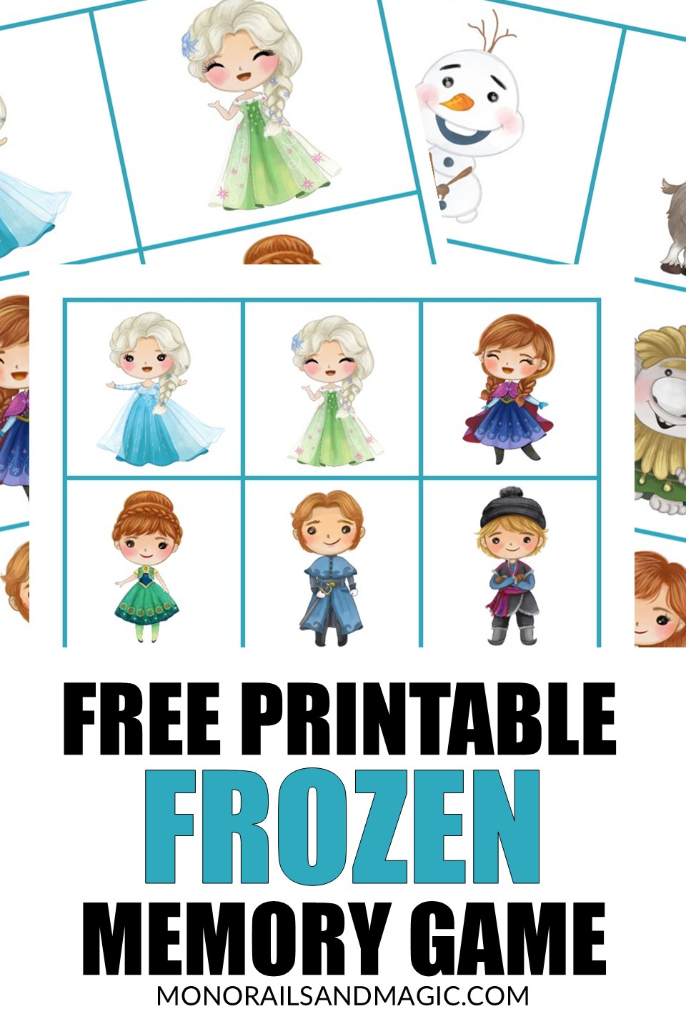 Free printable Frozen memory game for kids.