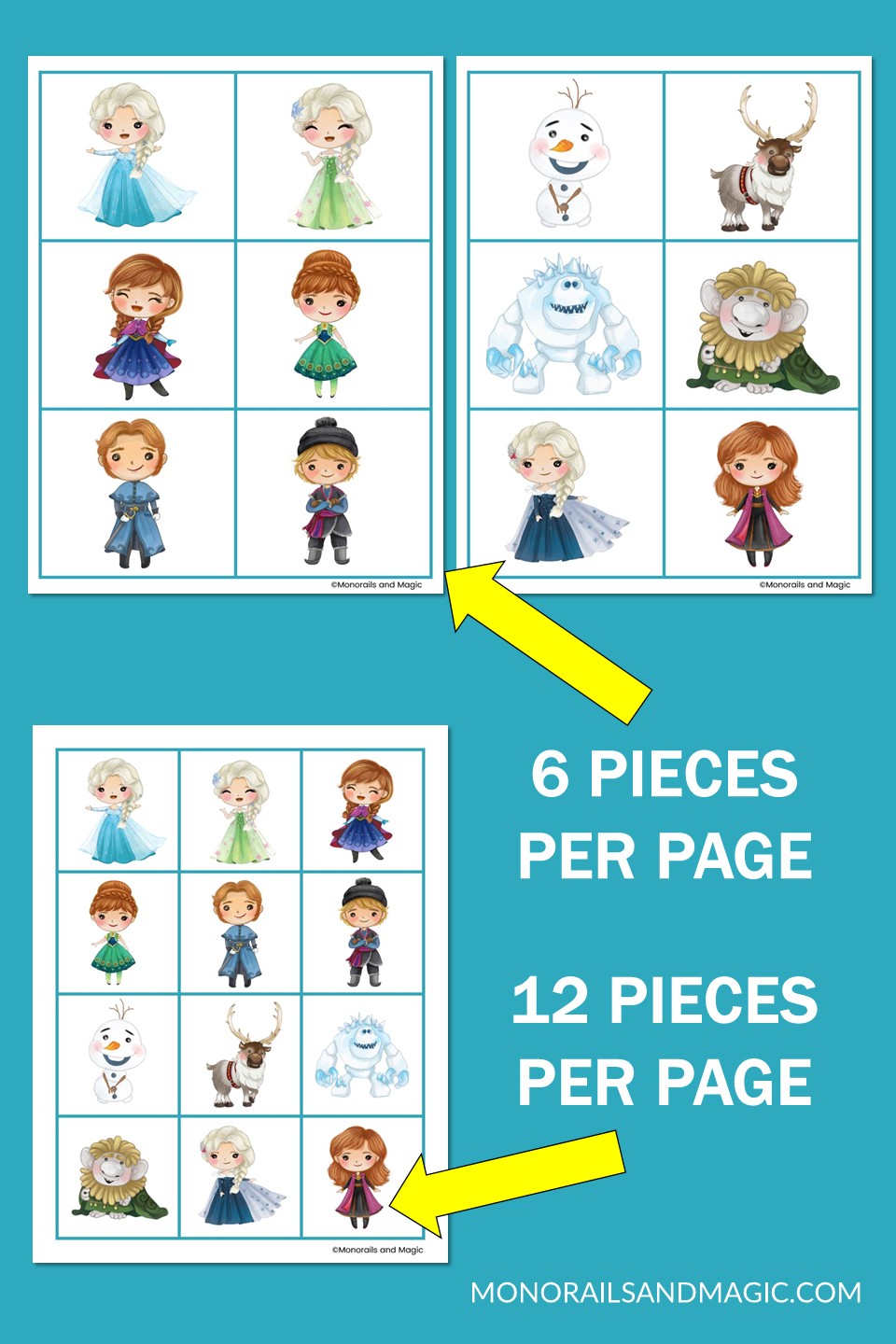 Frozen memory game pieces.