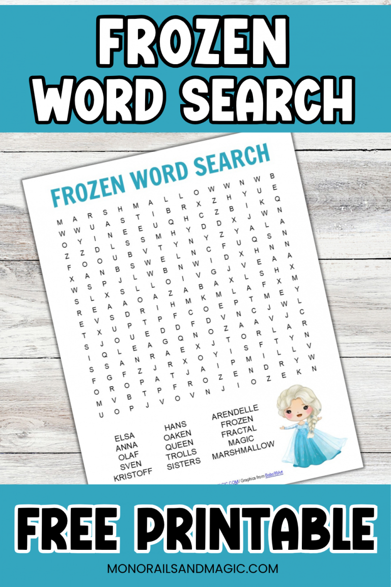 Free printable Frozen word search for kids.