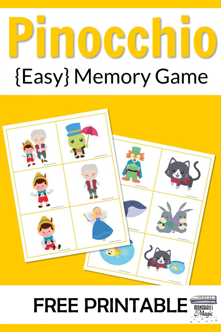 Pinocchio Memory Game Free Printable
