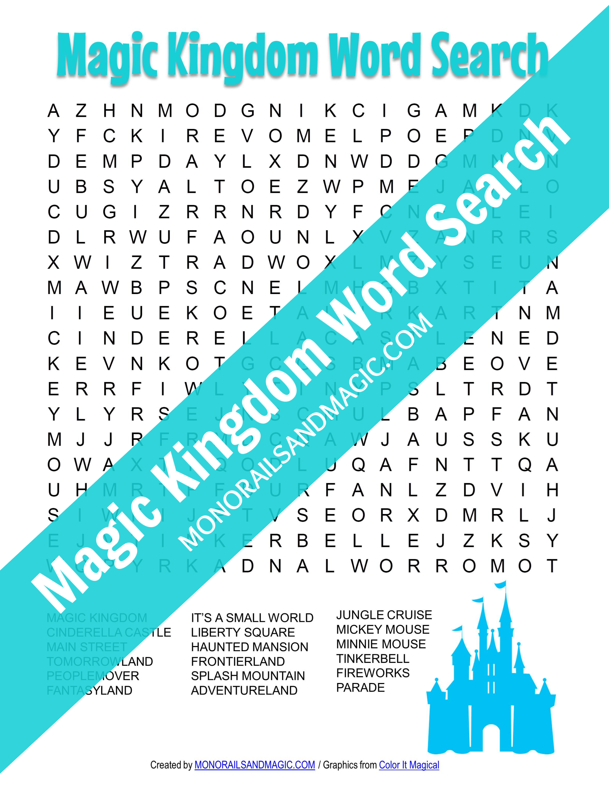 Magic Kingdom Word Search Free Printable Monorails And Magic