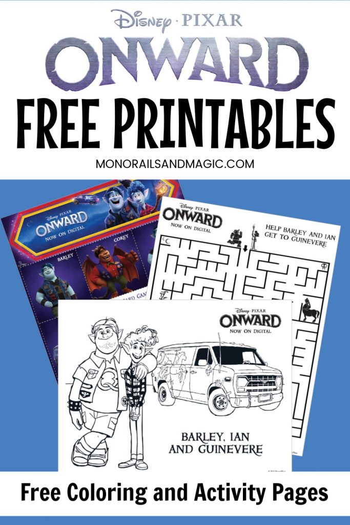 Free printable Onward coloring and activity pages