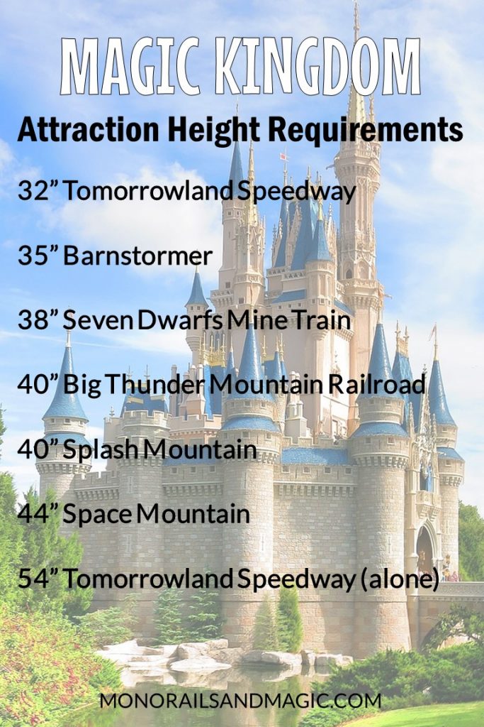 Walt Disney World Attraction Height Requirements for Magic Kingdom