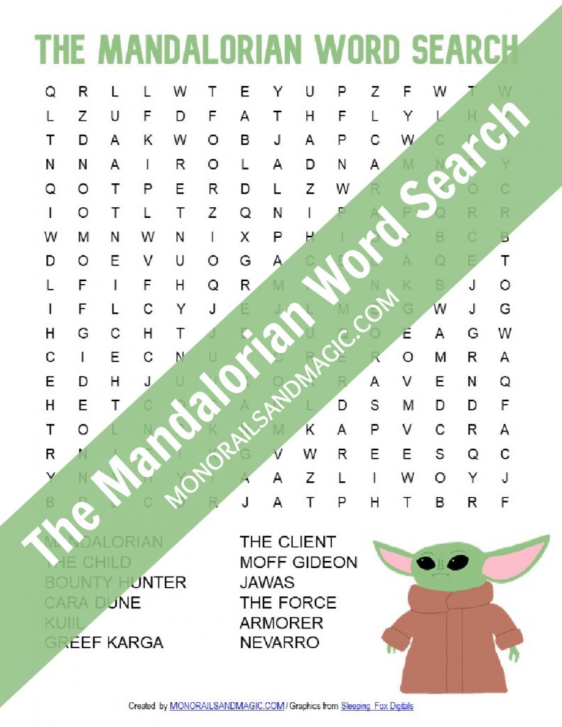 Free Printable Word Search for Disney's The Mandalorian