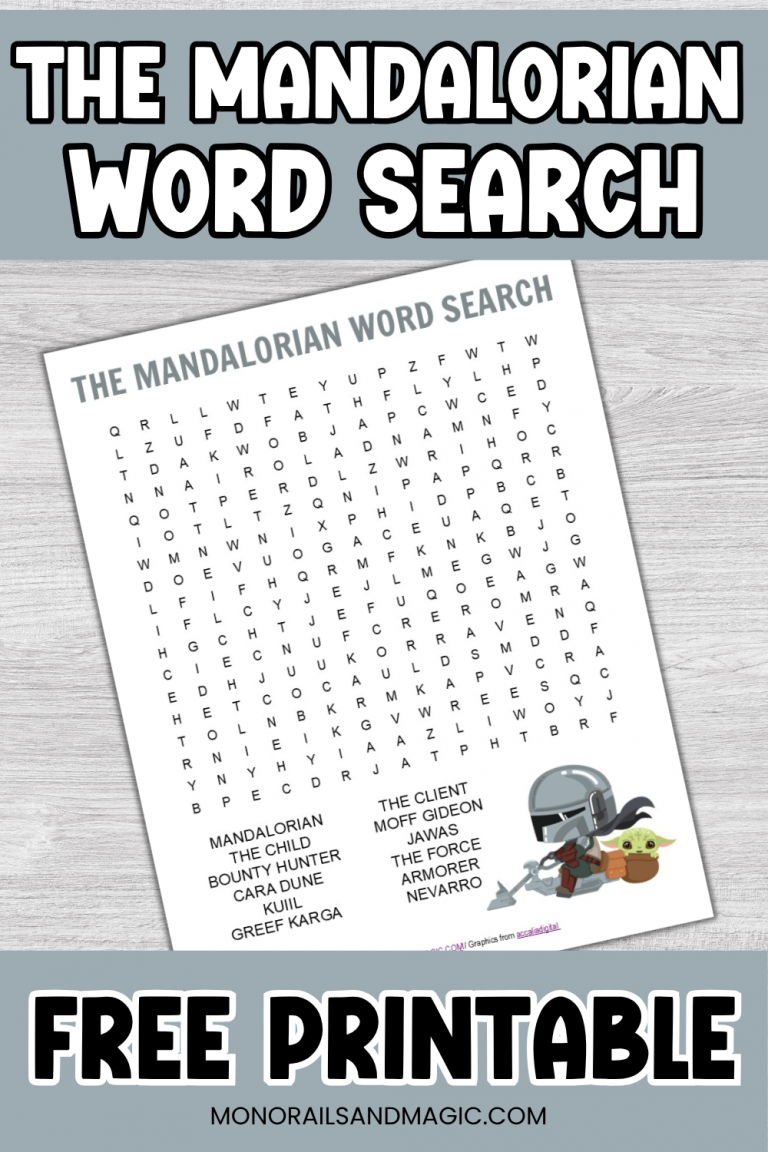 Free printable The Mandalorian word search for kids.