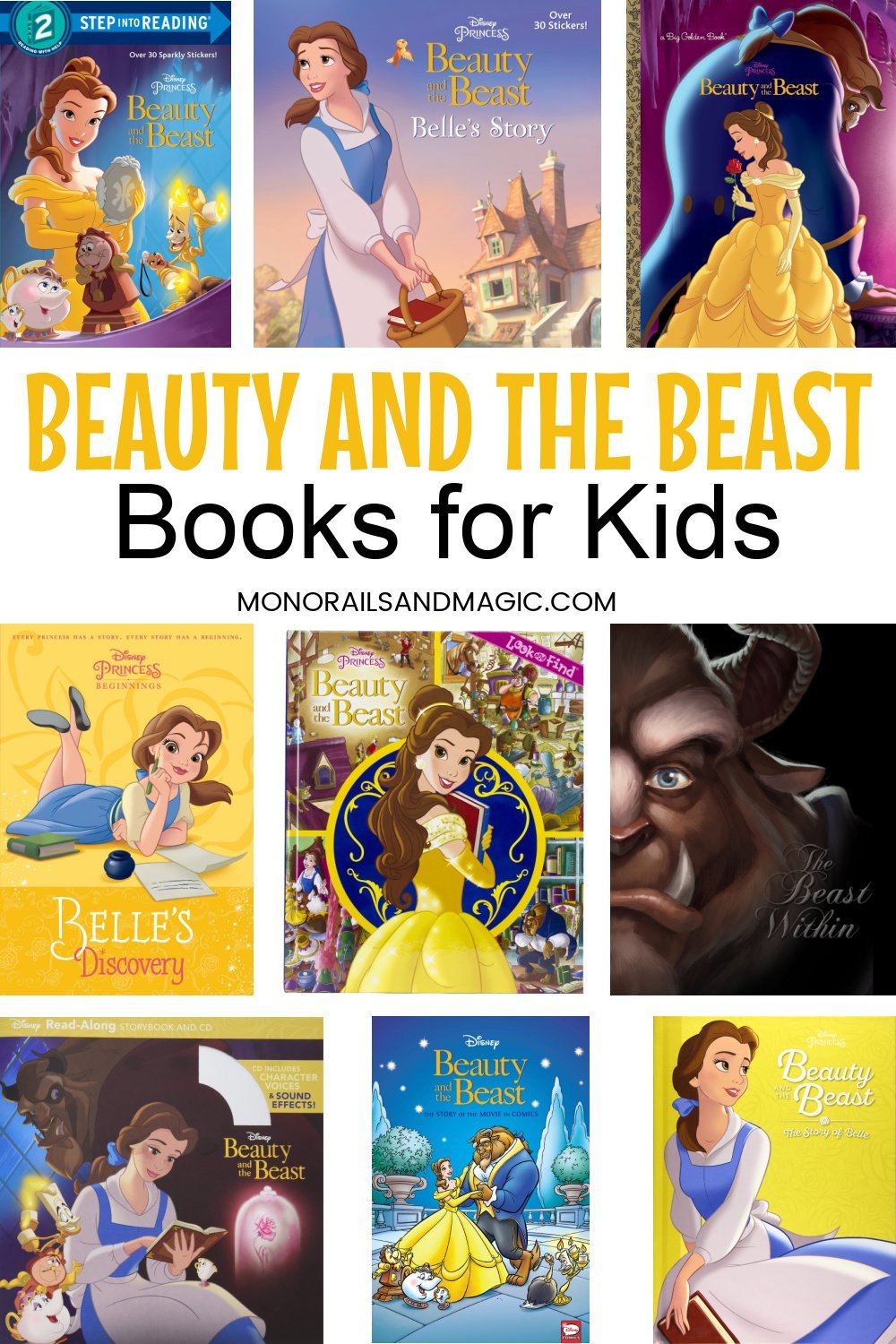 Fun list of Beauty and the Beast Disney books for kids