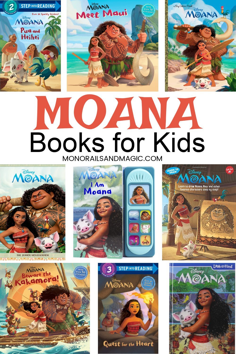 A list of Disney Moana books for kids of all ages