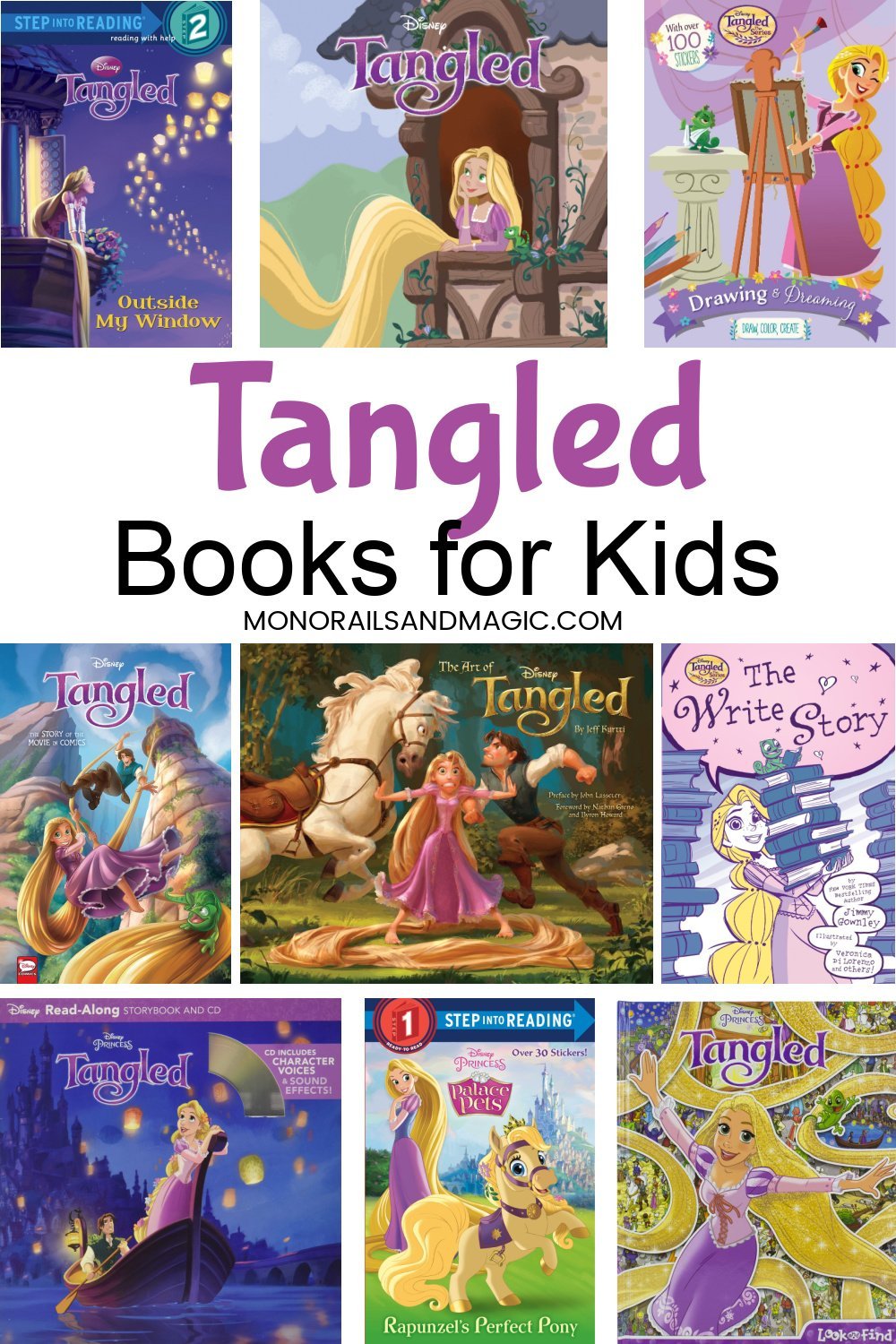 A list of Disney Tangled books for kids of all ages.