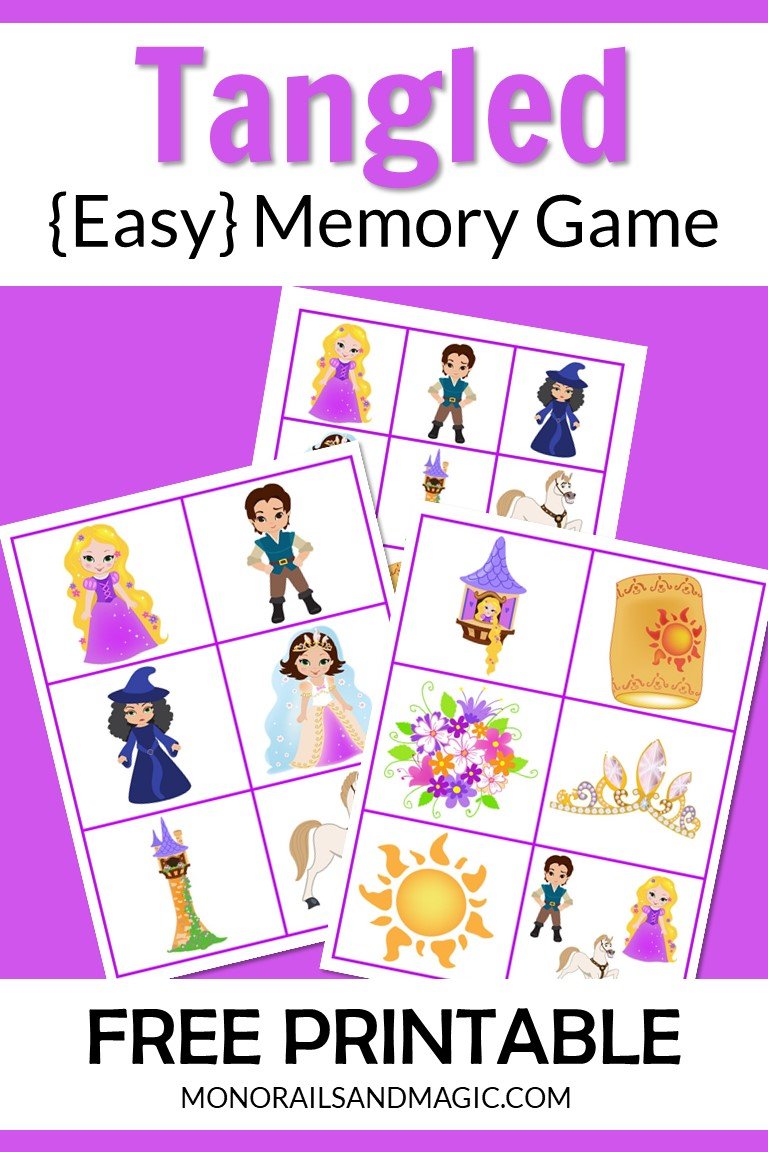 Free printable Tangled memory game for kids
