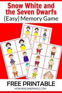 Snow White and the Seven Dwarfs Memory Game Free Printable
