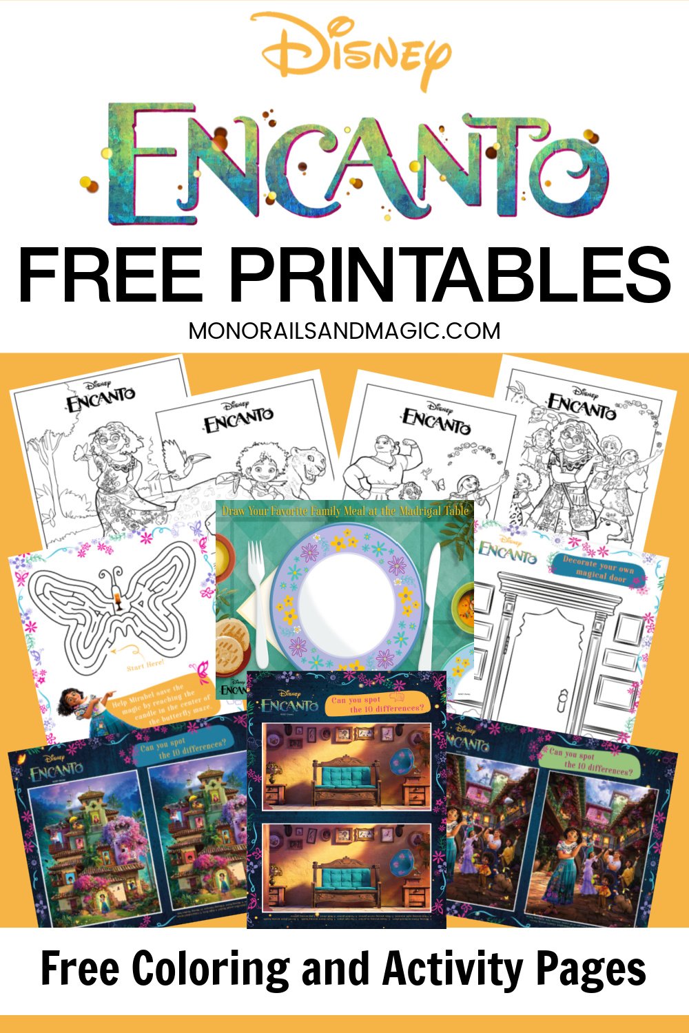 Free Printable Encanto Coloring and Activity Pages - Monorails and Magic