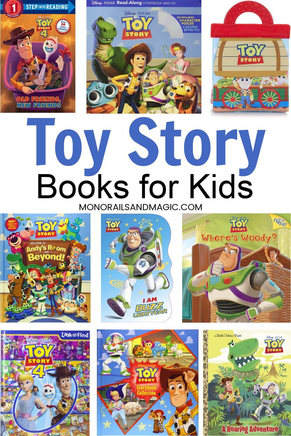 A list of Toy Story books for kids.