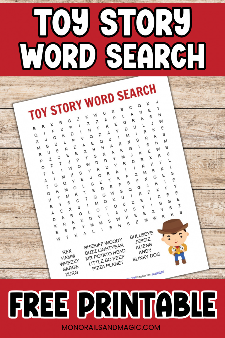 Free printable Toy Story word search for kids.