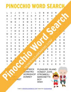 Pinocchio Word Search Free Printable