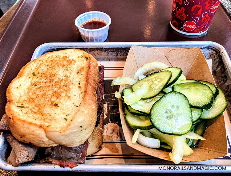 Beef brisket and homemade pickles from Epcot's Regal Eagle.