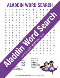 Aladdin Word Search Free Printable