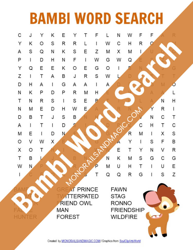 Bambi Word Search Free Printable