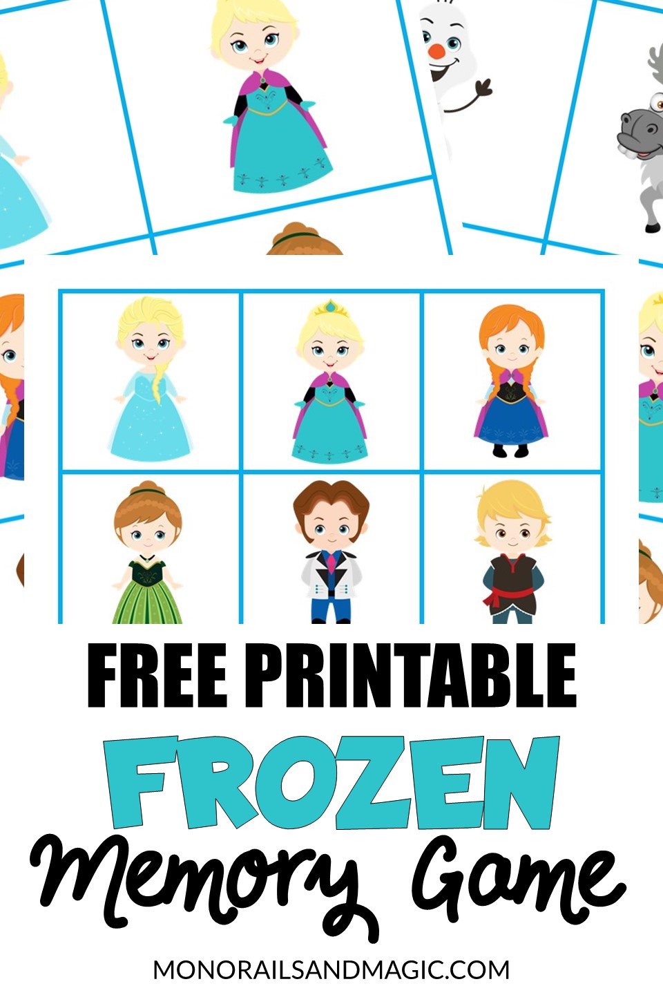 Free printable Frozen memory game for kids.
