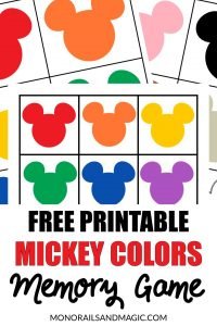 Mickey Colors Memory Game Free Printable - Monorails and Magic