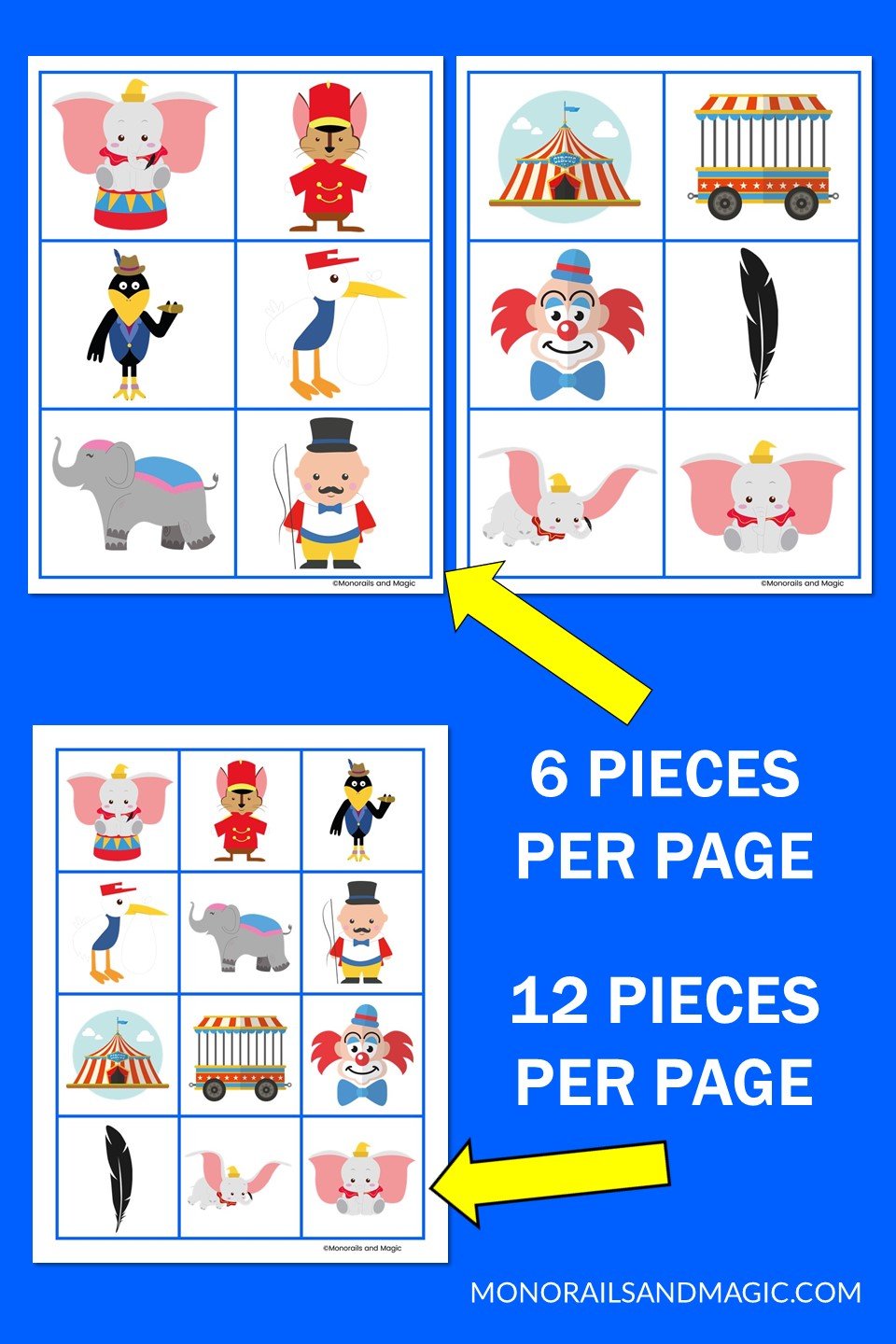 Free printable Dumbo memory game for kids.