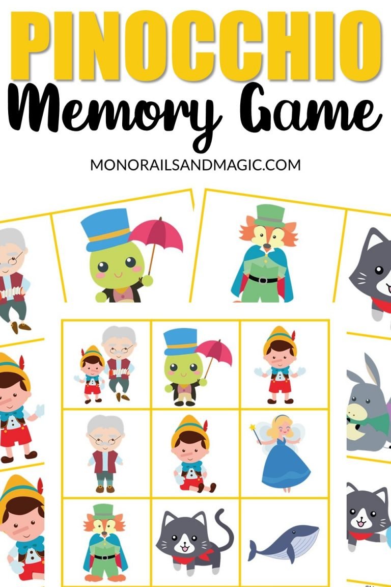 Pinocchio Memory Game Free Printable