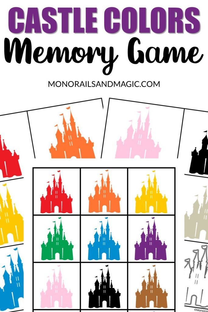 Castle Colors Memory Game Free Printable - Monorails and Magic