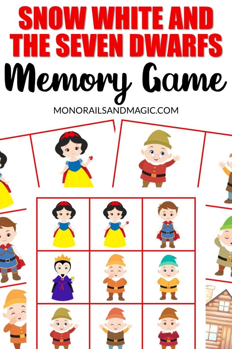 Snow White and the Seven Dwarfs Memory Game Free Printable