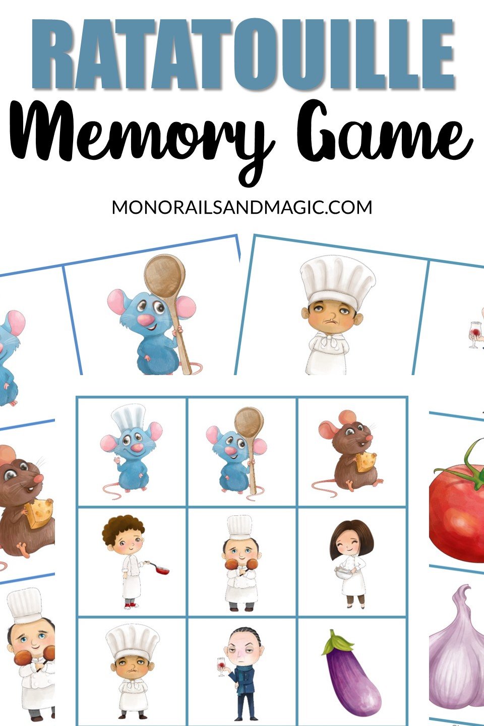 Ratatouille Memory Game Free Printable - Monorails and Magic