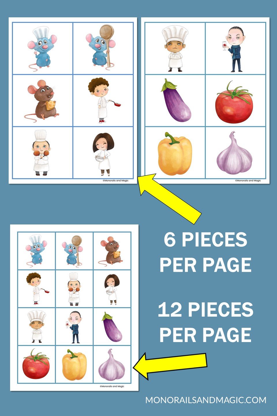 Free printable Ratatouille memory game for kids.