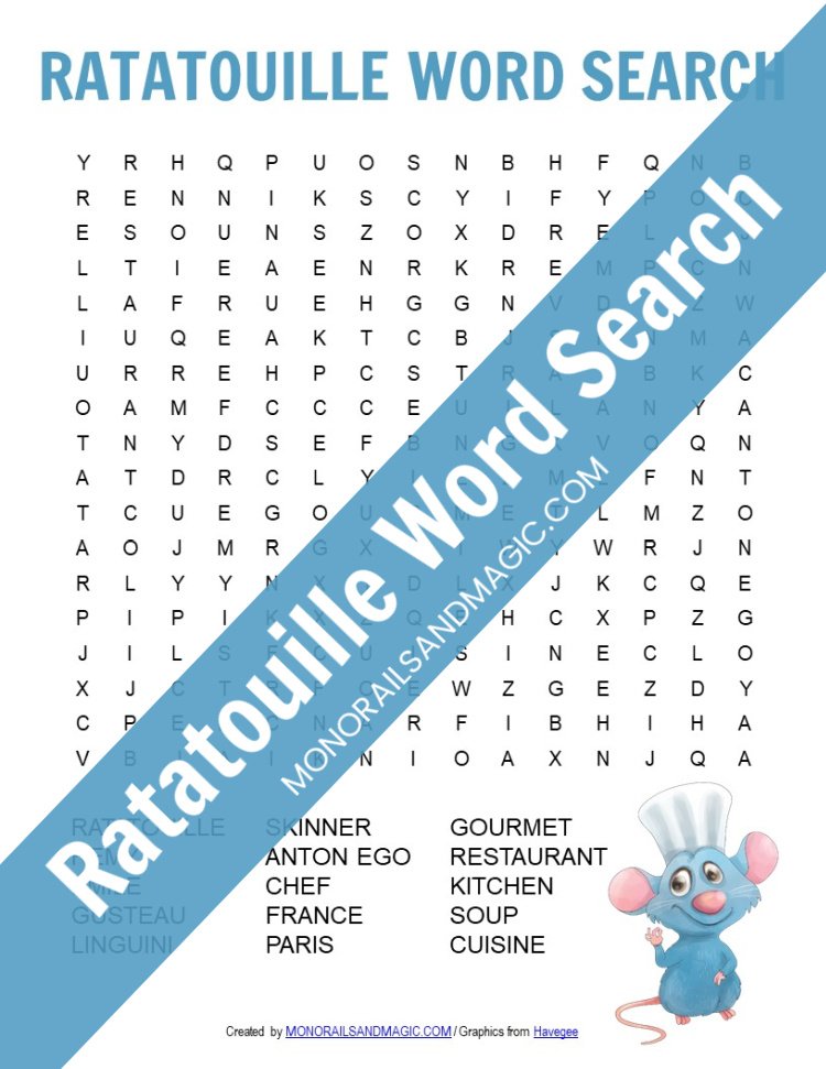 Ratatouille Word Search Free Printable