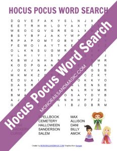 Hocus Pocus Word Search Free Printable
