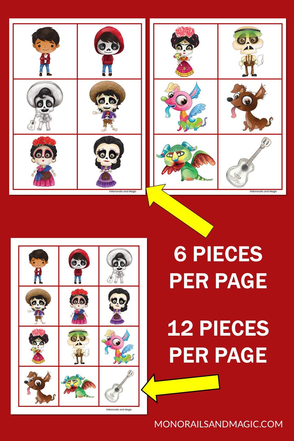 Free printable Coco memory game for kids.