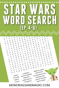 Star Wars Word Search (Episodes 4-6) - Monorails and Magic