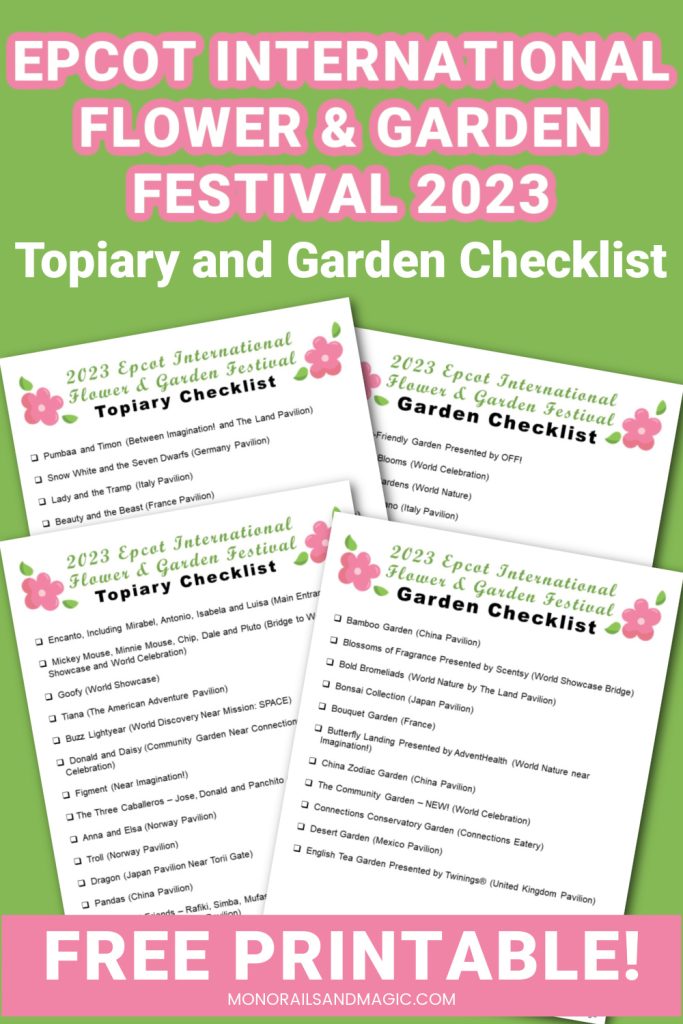 Epcot International Flower and Garden Festival Checklist Free Printable
