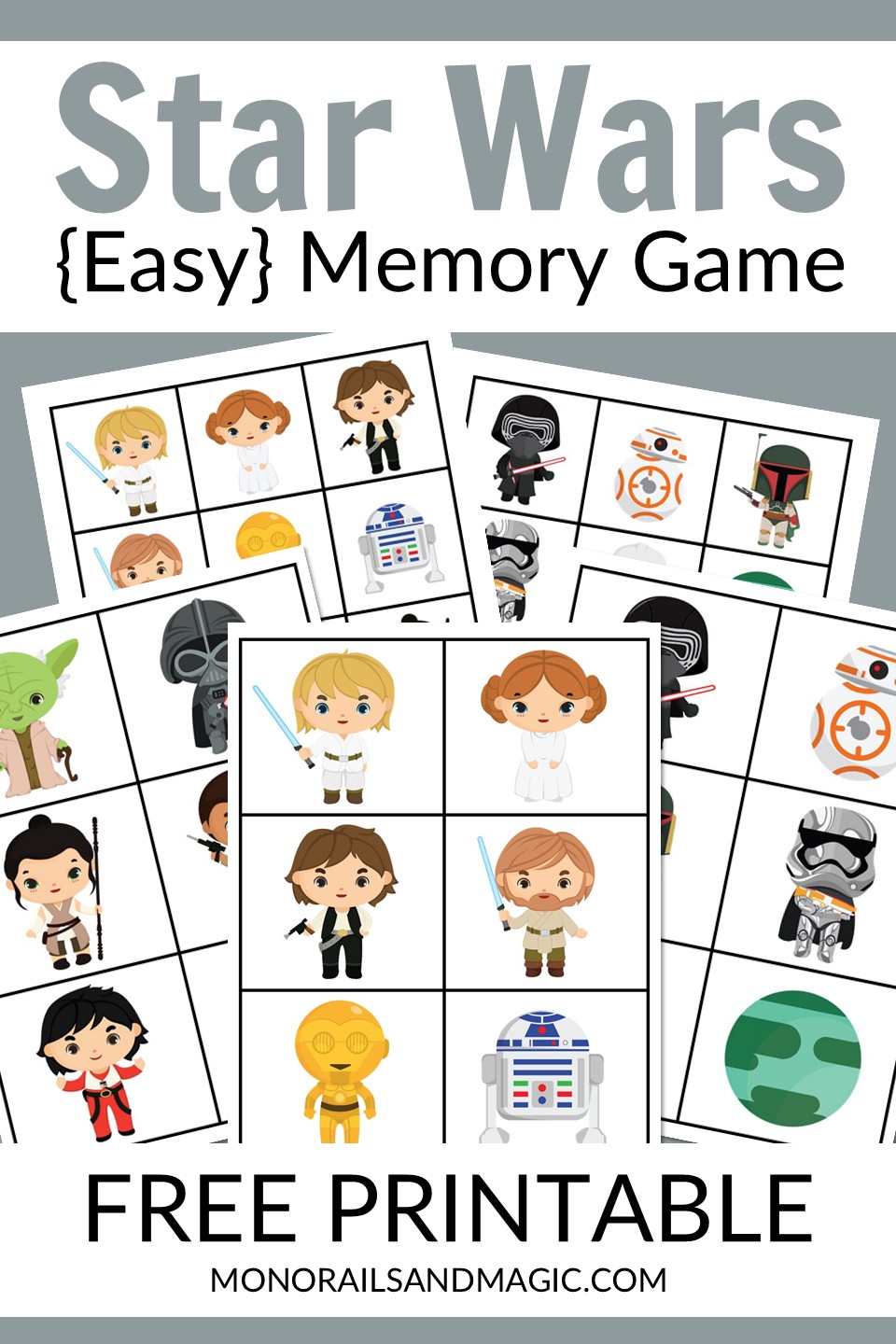 Free printable Star Wars memory game for kids.