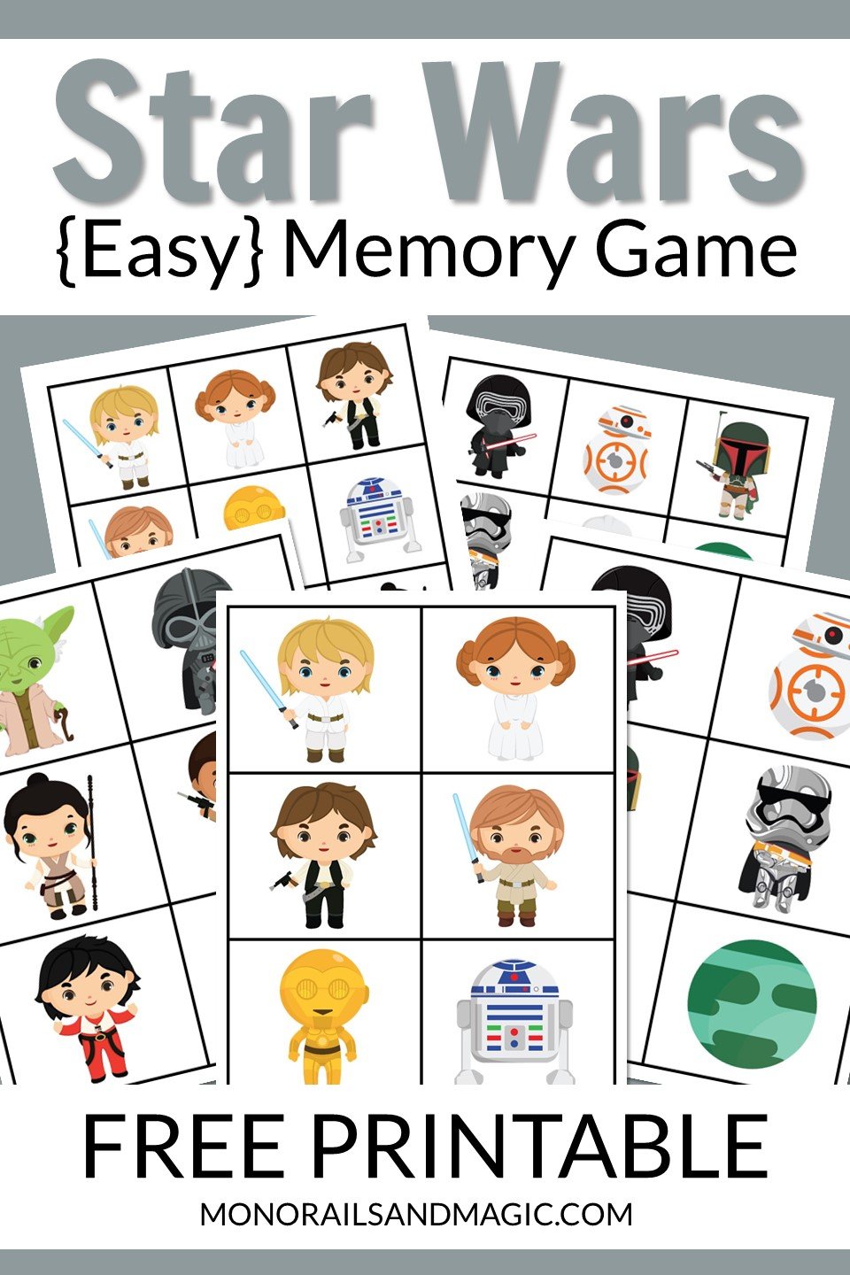 Free printable Star Wars memory game for kids.