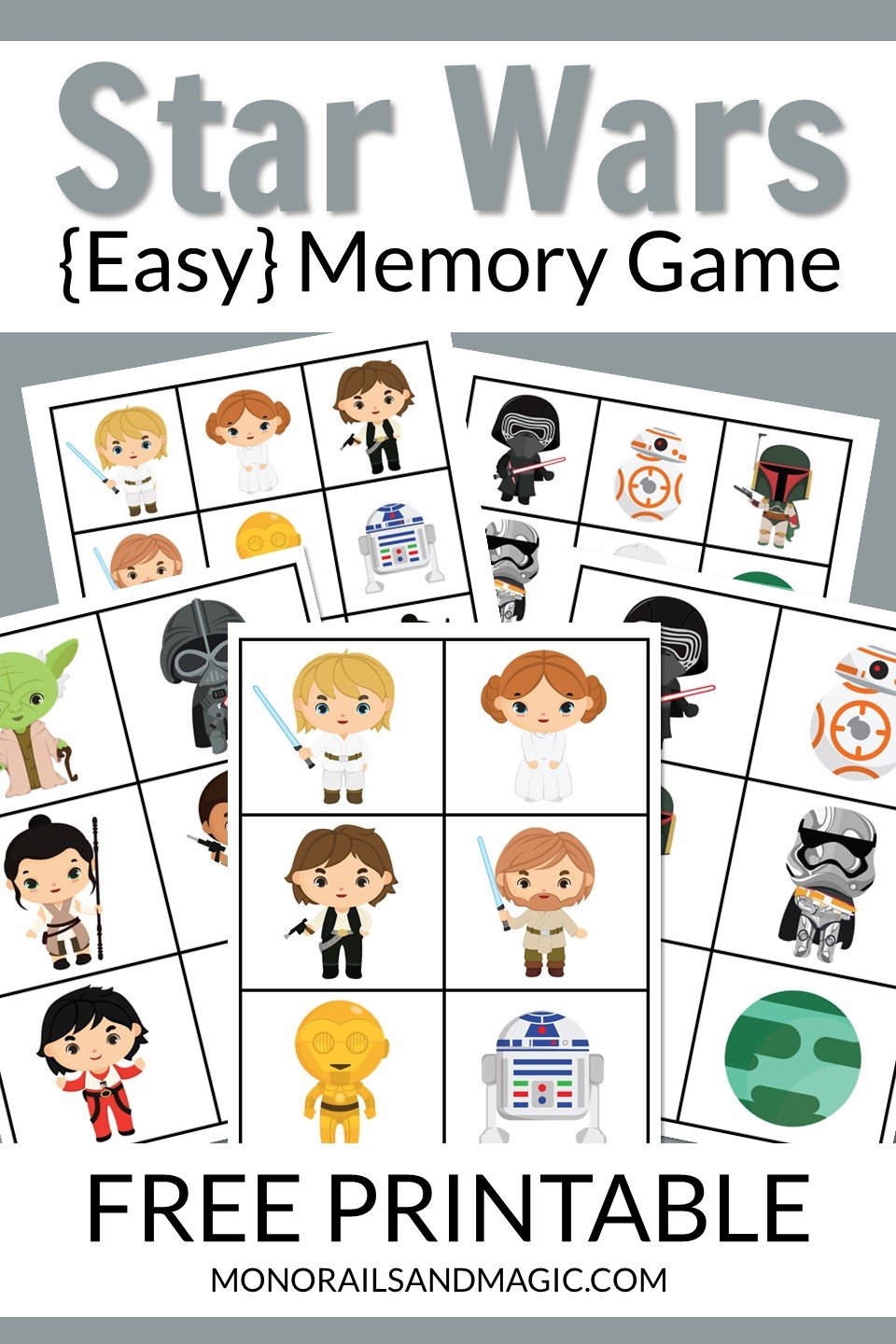 Star Wars Memory Game Free Printable - Monorails and Magic