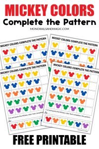 Mickey Colors Complete the Pattern Free Printable