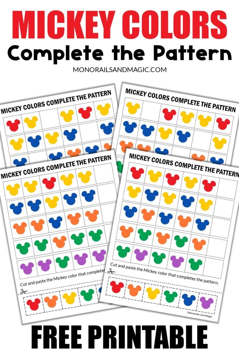 Mickey Colors Complete the Pattern Free Printable