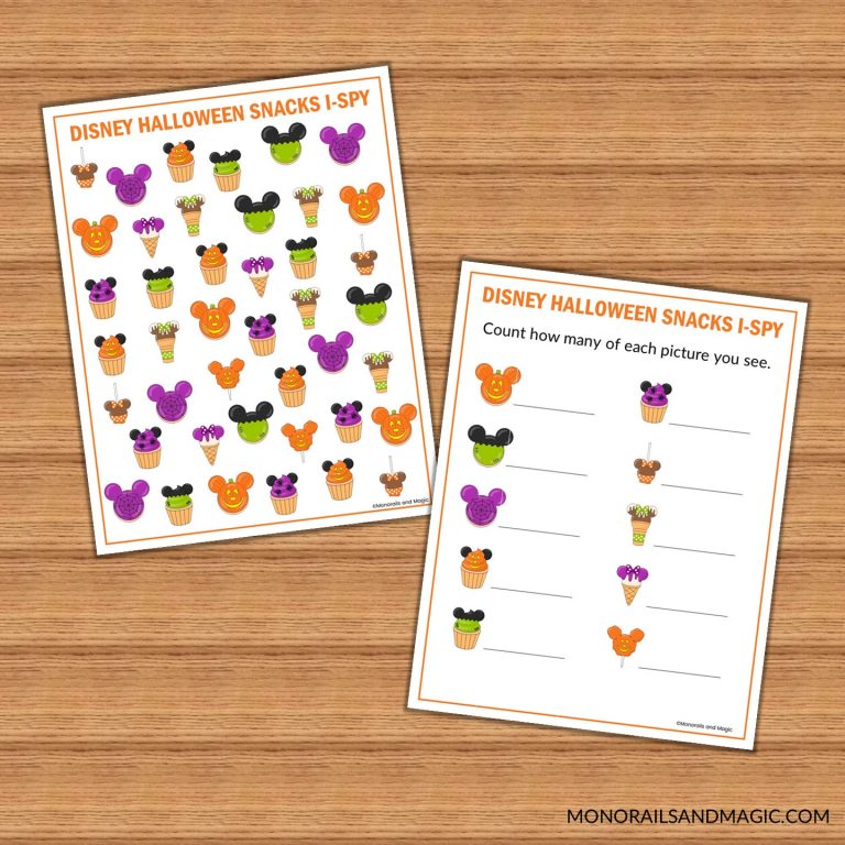 Disney Halloween Snacks Mini Activity Pack - Monorails and Magic