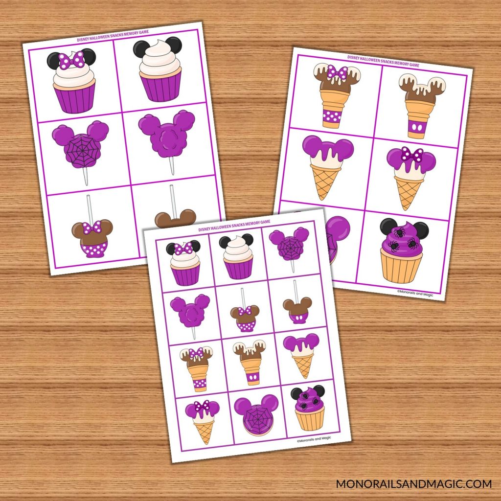 Printable Disney Halloween snacks mini activity pack for kids.