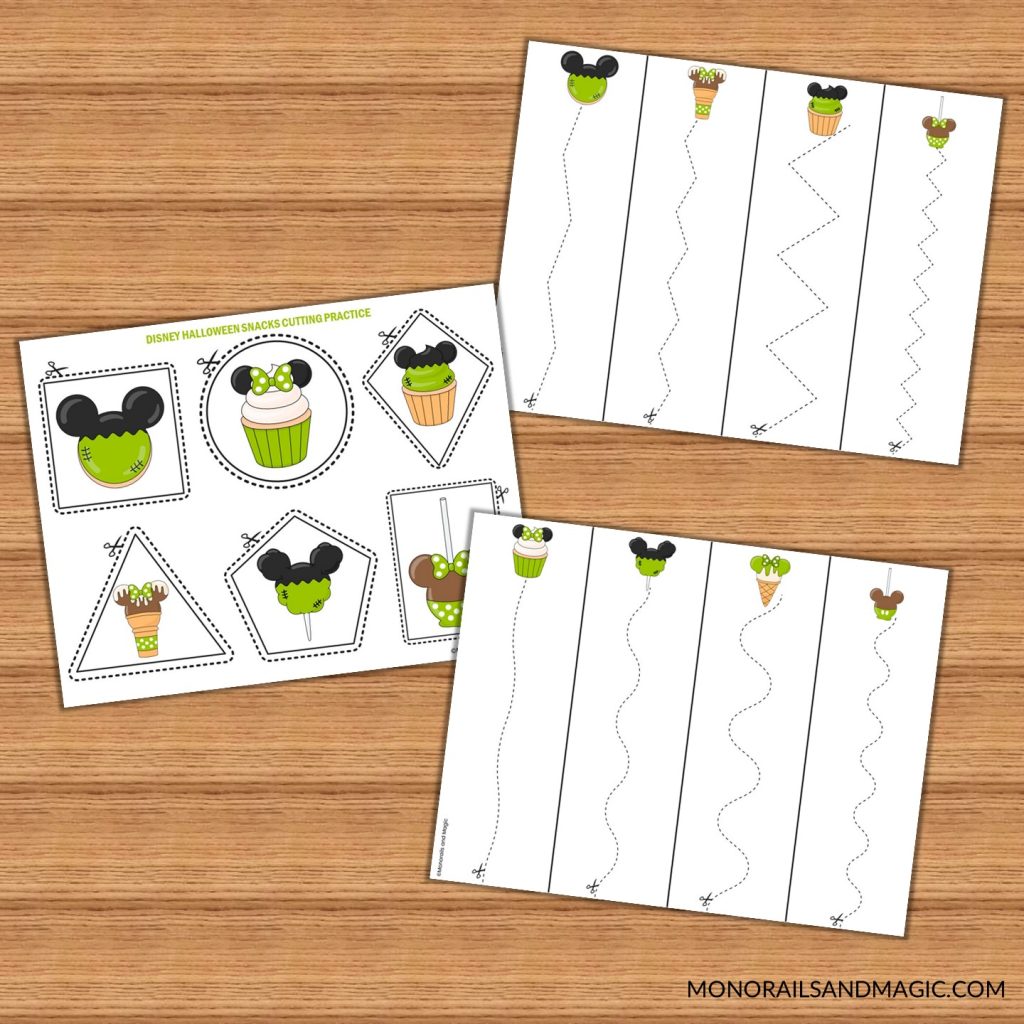 Printable Disney Halloween snacks mini activity pack for kids.