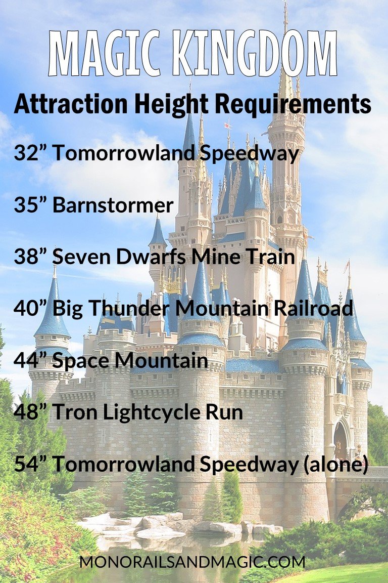 List of Walt Disney World Height Requirements for Magic Kingdom.