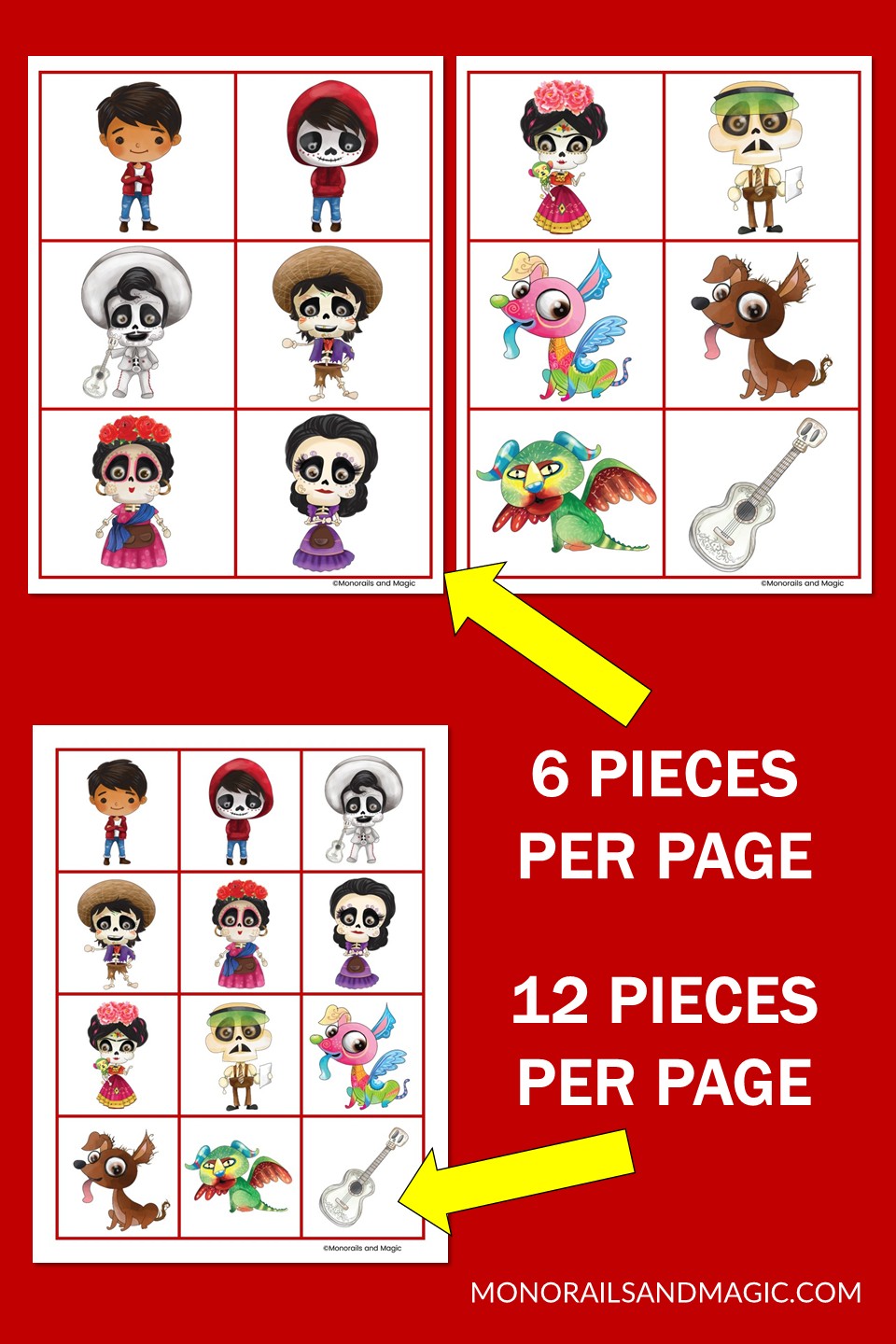 Free printable Coco memory game for kids.